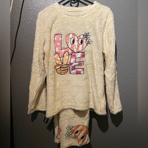 Cream Fuzzy Love Pajama Set